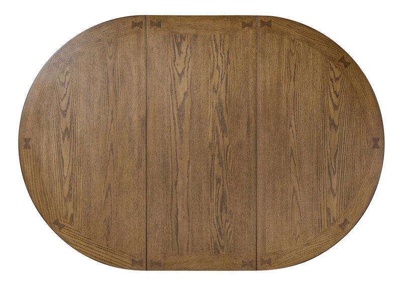 Ensemble de salle à manger Dena 5 pièces de hauteur comptoir avec table ronde, rallonge de 42 po à 60 po (L) et 4 chaises - chêne brun