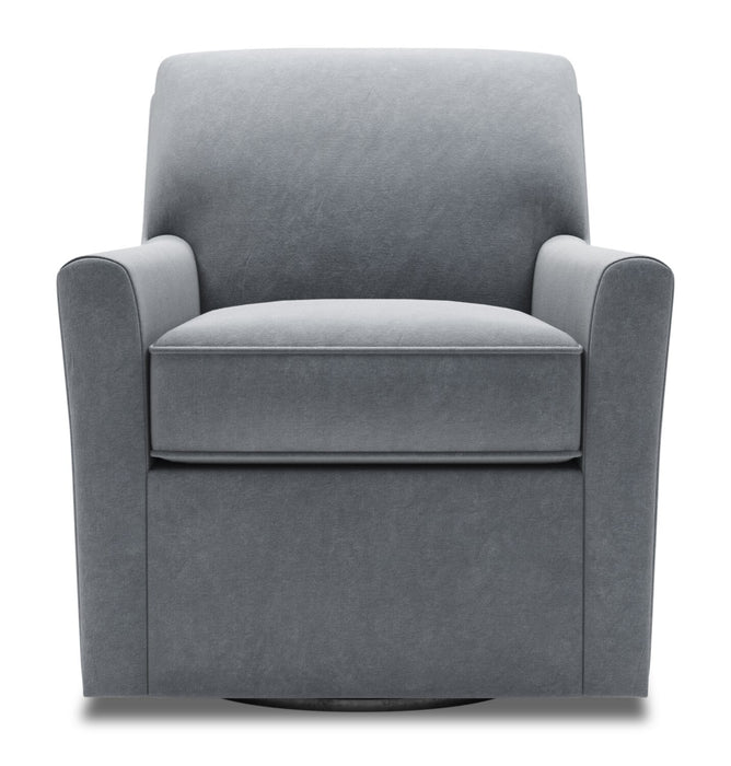 Fauteuil d’appoint pivotant Sofa Lab personnalisable de 31 po fabriqué au Canada en tissu - gris Grey Velvet