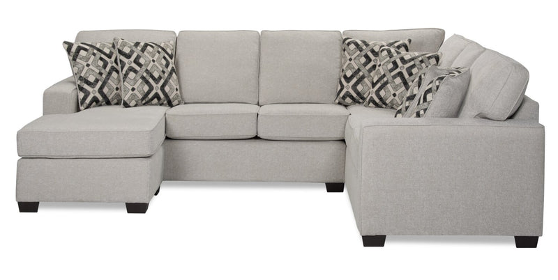 Sofa sectionnel de gauche Verona 2 pièces fabriqué au Canada en tissu d’apparence lin avec coussins amovibles - beige