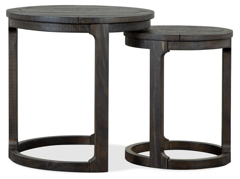 Tables de bout gigognes rondes traditionnelles Axl de 24 po - bois gris-brun foncé