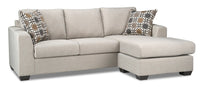  Sofa sectionnel réversible Nina 2 pièces fabriqué au Canada en tissu d’apparence lin avec coussins décoratifs - taupe
