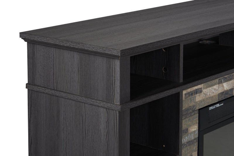 Meuble pour téléviseur Lappland de 70 po avec foyer électrique, rangement et système de gestion des câbles pour téléviseurs jusqu’à 80 po - noir