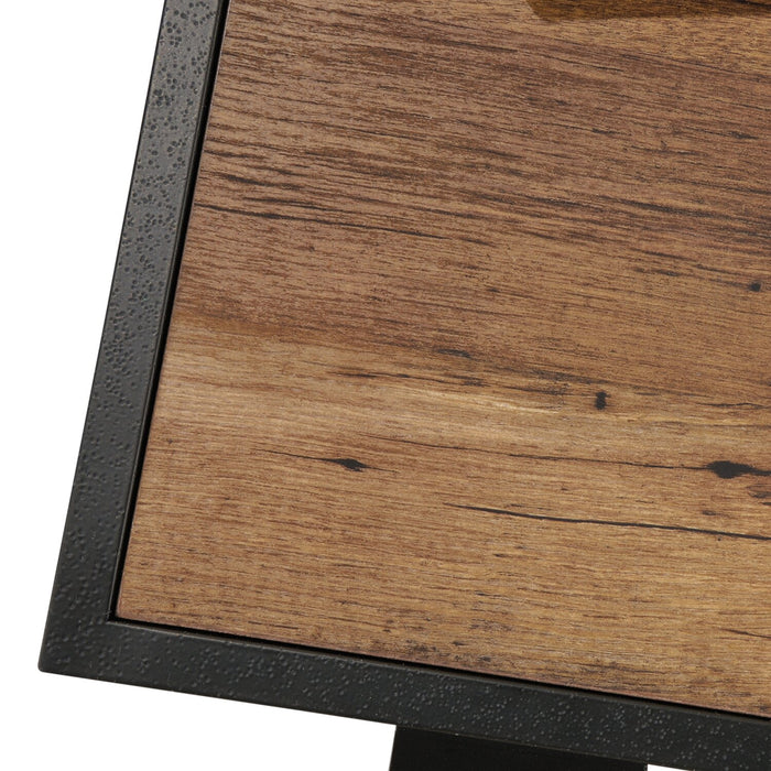 Bureau en forme de L Tayla de 60,67 po à 2 tiroirs avec armoire - chêne antique et noir