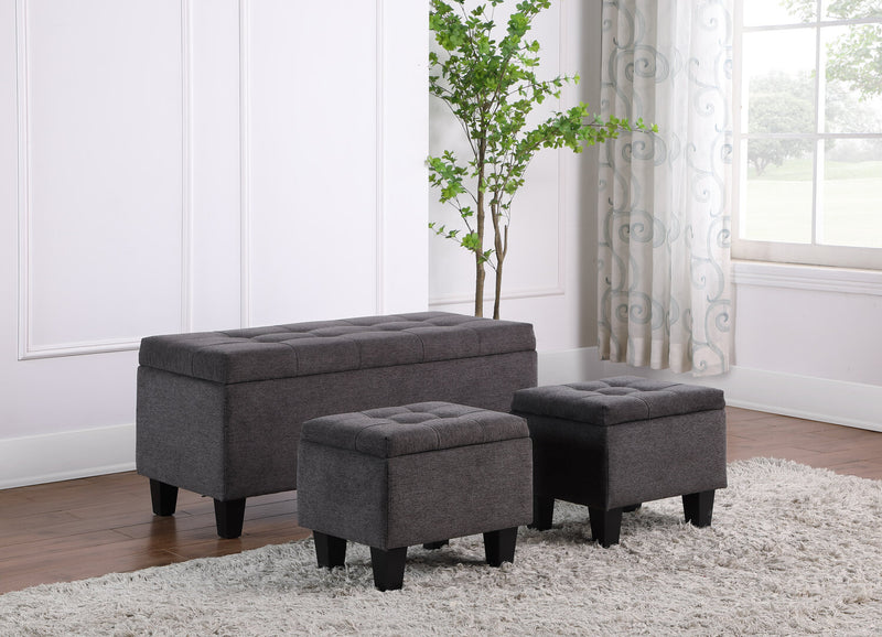 Ensemble 3 poufs de rangement Kai de 19,5 po - apparence lin gris