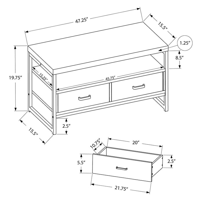 Meuble pour téléviseur moderne Corban de 48 po avec rangement et système de gestion des câbles pour téléviseurs jusqu’à 55 po - taupe foncée