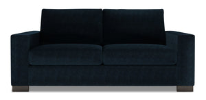 Sofa personnalisable Track de Sofa Lab de 75 po de format condo fabriqué au Canada en tissu de chenille avec accoudoirs rectilignes - bleu Luxury Indigo