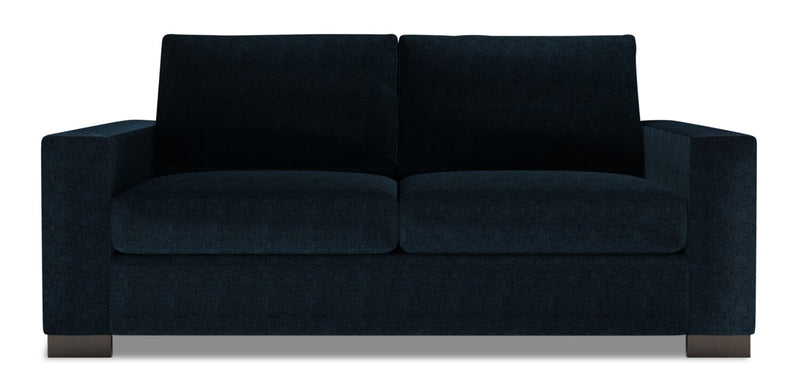 Sofa personnalisable Track de Sofa Lab de 75 po de format condo fabriqué au Canada en tissu de chenille avec accoudoirs rectilignes - bleu Luxury Indigo