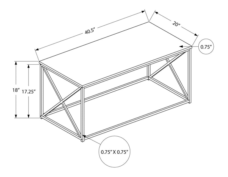 Table à café moderne Millie de 40,5 po - taupe avec base en métal noir