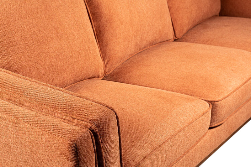 Sofa Kassia de Kort & Co. de 90,6 po en tissu d’apparence lin avec base et pattes en bois - orange