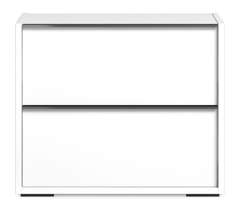 Table de nuit Raia à 2 tiroirs - fabriquée en Italie, 24 po (L) x 22 po (H), moderne - blanche