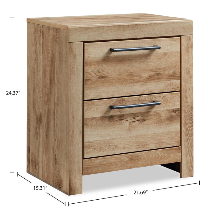 Table de nuit Derekson de 21,7 po (L) x 24,4 po (H) à 2 tiroirs avec ports USB - naturelle