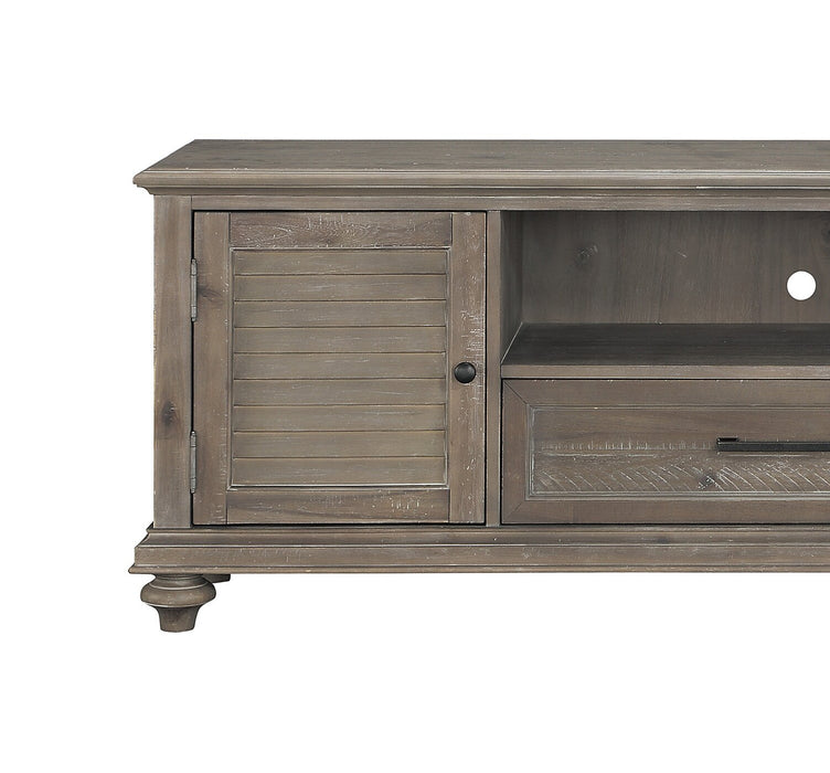 Meuble pour téléviseur moderne Winston de 72 po avec rangement et système de gestion des câbles pour téléviseurs jusqu’à 80 po - brun clair