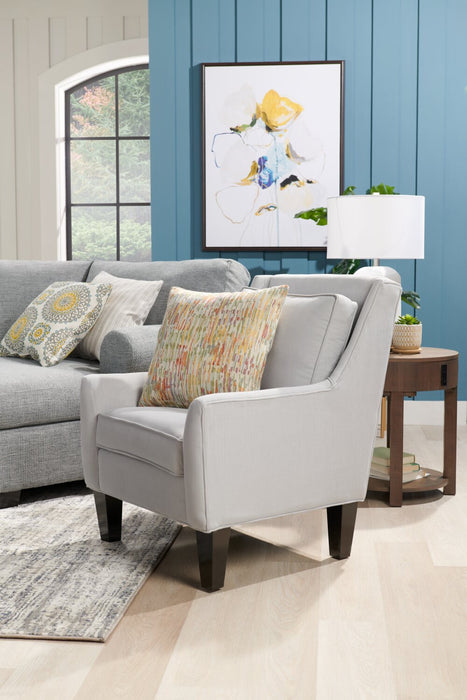 Fauteuil d’appoint club Sofa Lab personnalisable de 29 po fabriqué au Canada en tissu d’apparence lin avec pattes en bois - blanc Pax Ice