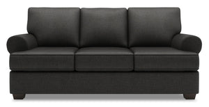 Sofa-lit personnalisable Roll de Sofa Lab de 86 po fabriqué au Canada en tissu d’apparence lin avec accoudoirs enroulés - gris Luna Kohl