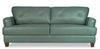 Sofa Vita de Château d’Ax de 87 po en cuir 100 % véritable avec coutures à motif de diamant et pattes en bois - vert écume de mer