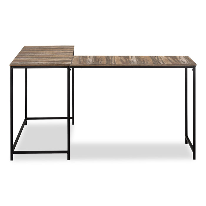 Bureau en coin en forme de L Karter de 58,25 po - brun
