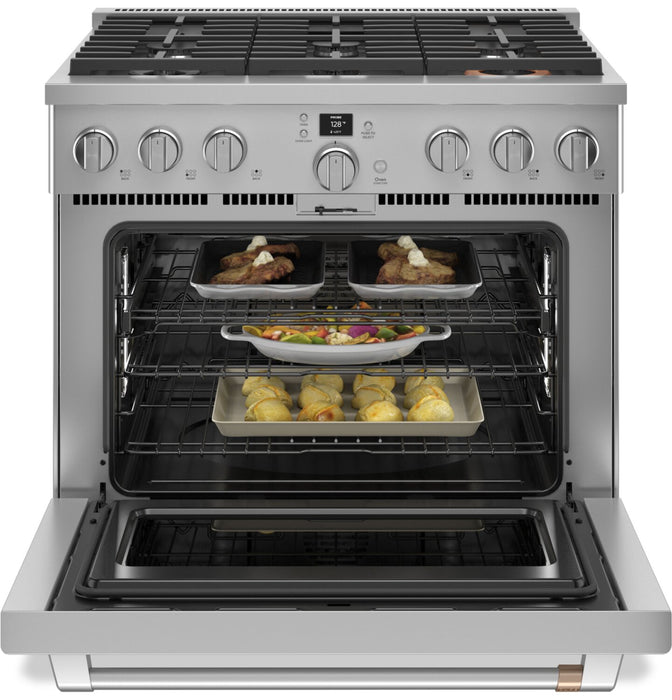 Cuisinière intelligente hybride Café de 5,7 pi³ avec convection européenne véritable et grilles autonettoyantes - acier inoxydable - C2Y366P2TS1