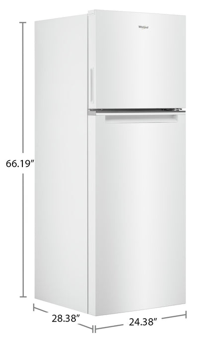 Réfrigérateur Whirlpool de 12,9 pi³ et de 24 po à congélateur supérieur - blanc - WRT313CZLW