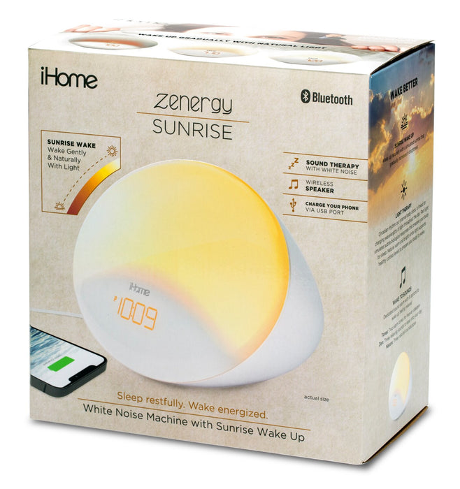 Réveil iHome Zenergy Sunrise avec thérapie par le son - IZBT110WFT