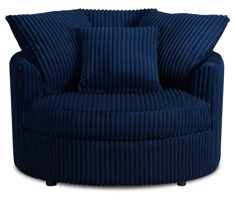 Fauteuil d’appoint Cuddler Grande de 48 po fabriqué au Canada en tissu de chenille - bleu Groove Midnight