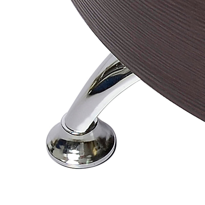 Ensemble 3 articles modernes en forme de S Savon de 52,5 po (table à café et 2 poufs) avec rangement et tablette - bois noyer foncé et chrome 