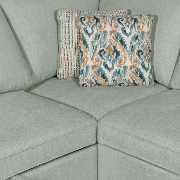 Sofa-lit sectionnel de gauche Haven de Scott Living 3 pièces en tissu de chenille avec fauteuil long de rangement - bleu écume de mer