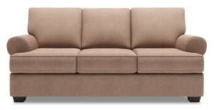 Sofa-lit personnalisable Roll de Sofa Lab de 86 po fabriqué au Canada en tissu d’apparence lin avec accoudoirs enroulés - brun Pax Wicker