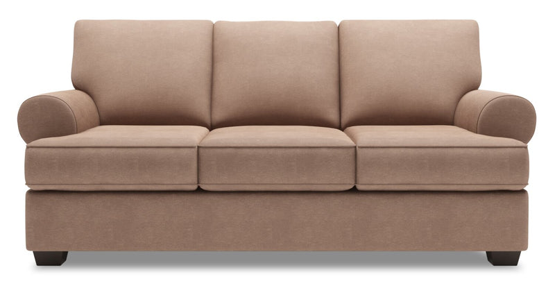 Sofa-lit personnalisable Roll de Sofa Lab de 86 po fabriqué au Canada en tissu d’apparence lin avec accoudoirs enroulés - brun Pax Wicker