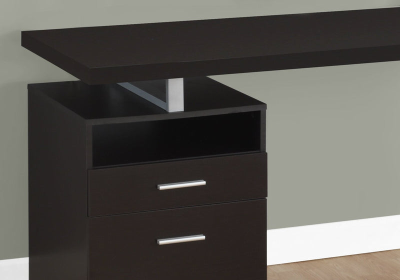 Bureau réglable Heather de 60 po à 2 tiroirs et compartiment ouvert - espresso