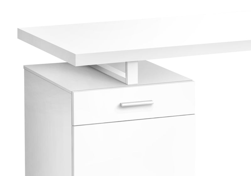 Bureau réversible Remi de 47,25 po avec tiroir et armoire - blanc