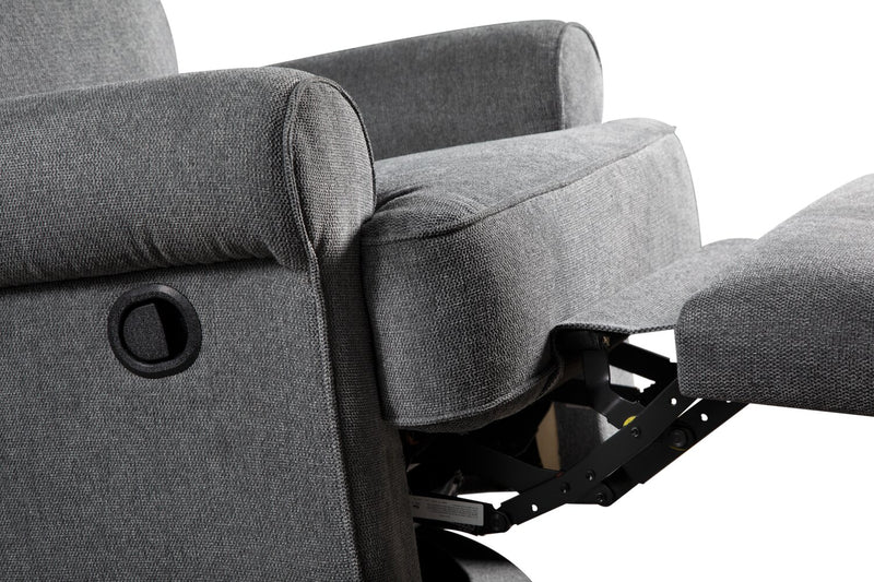 Fauteuil pivotant, coulissant et inclinable Bevin de 34,4 po en tissu de chenille gris