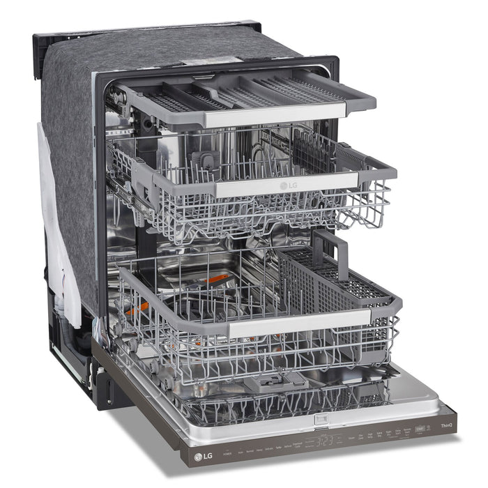 Lave-vaisselle intelligent encastré LG à 44 dBA de 24 po avec commandes sur le dessus et QuadWashMC Pro - acier inoxydable noir Smudge-ProofMD - LDPS6762D