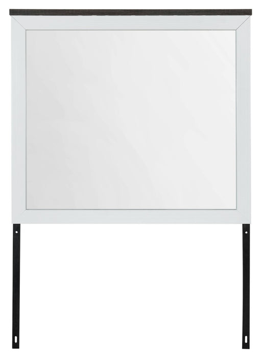 Miroir de commode de chambre à coucher Zoey - deux teintes, blanc et brun