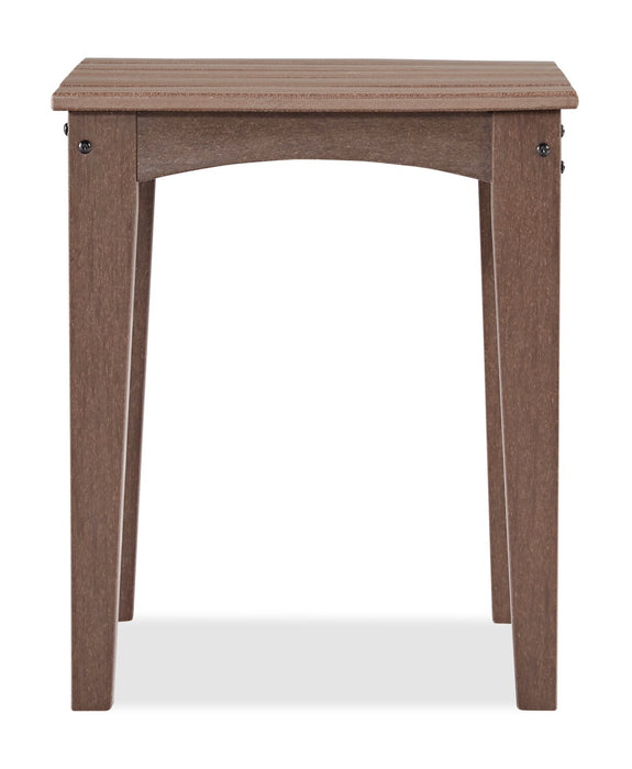 Table de bout Nome pour la terrasse à l’extérieur - 21,5 po (L), plastique à haute densité, résistante aux rayons UV et aux intempéries - brune