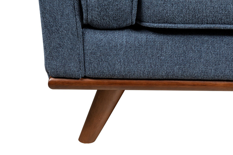 Fauteuil Kassia de Kort & Co. de 40,9 po en tissu d’apparence lin avec base et pattes en bois - bleu