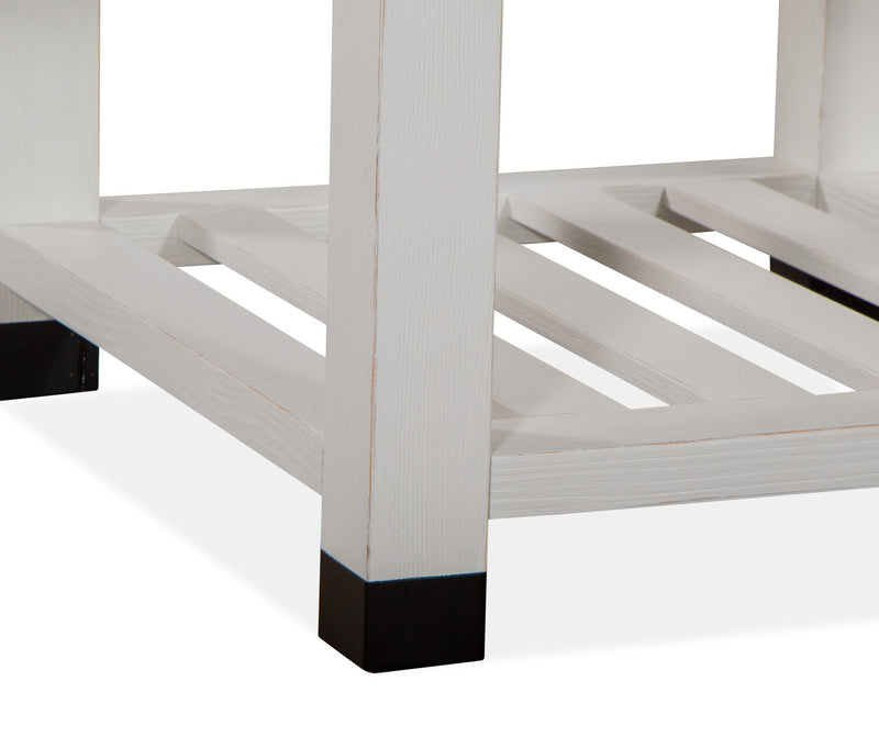 Table de bout moderne Harper de 24 po avec rangement et tablette - pin blanc