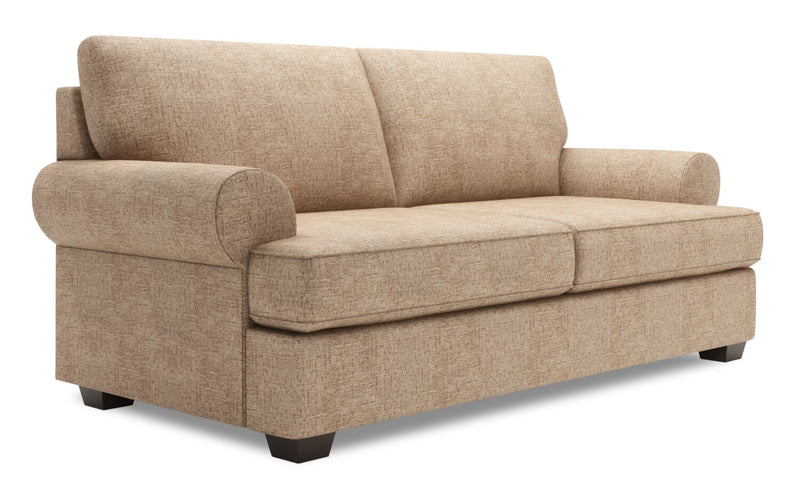 Sofa personnalisable Roll de Sofa Lab de 76 po de format condo fabriqué au Canada en tissu de chenille avec accoudoirs enroulés - taupe Luxury Taupe