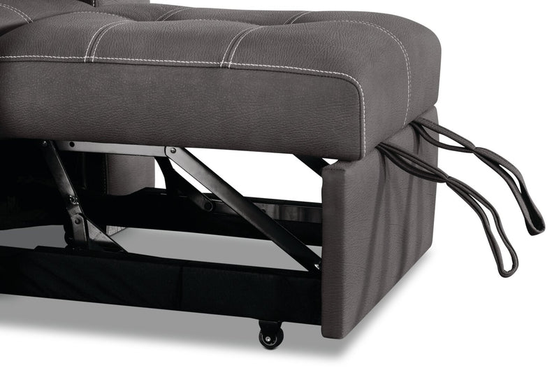 Fauteuil Drake de 41,5 po en tissu de suédine avec pouf rétractable et appuie-têtes relevables - gris ciment
