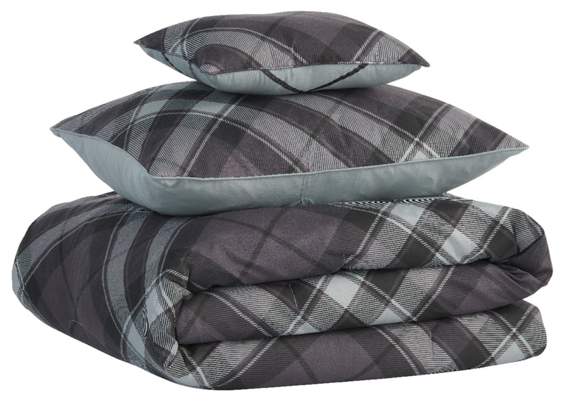 Ensemble d'édredon William 3 pièces pour lit simple - gris