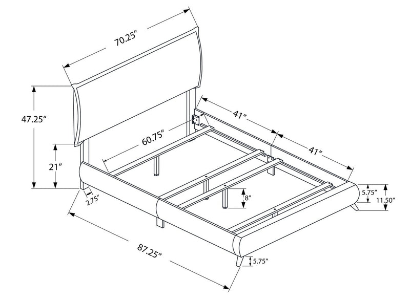 Lit rembourré Park en tissu de cuir végétalien blanc - format grand lit
