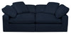 Causeuse modulaire Eclipse de 86 po en tissu d’apparence lin avec coussins réversibles en duvet et plumes - bleu marine