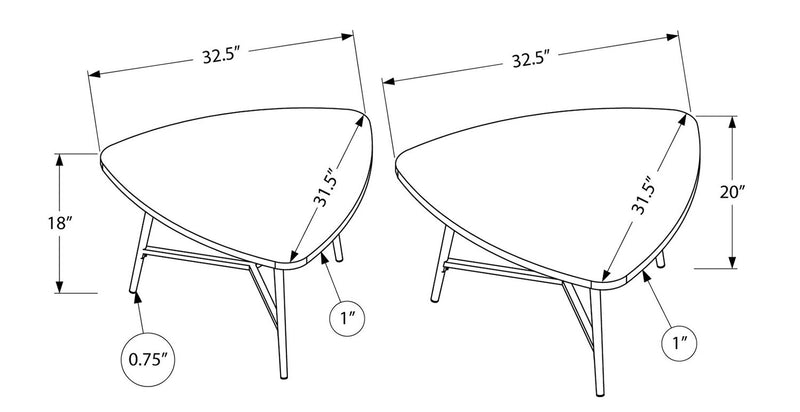 2 tables à café gigognes modernes Mason de 32,5 po - taupe avec pattes en métal noir