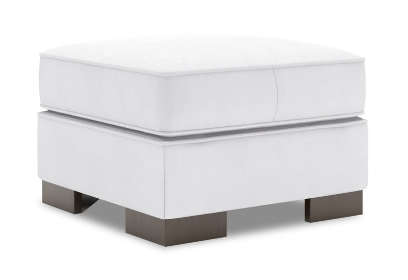 Pouf personnalisable Track de Sofa Lab de 24 po fabriqué au Canada en tissu d’apparence lin - blanc Pax Ice