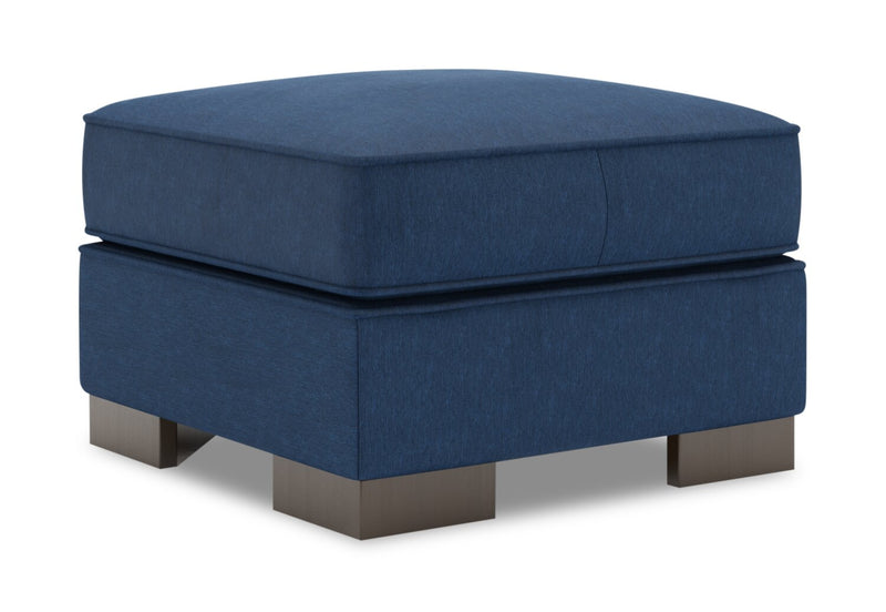 Pouf personnalisable Track de Sofa Lab de 24 po fabriqué au Canada en tissu d’apparence lin - bleu Pax Navy