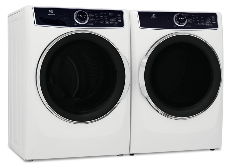 Laveuse à chargement frontal de 5,2 pi³ et sécheuse électrique de 8 pi³ de Electrolux – blanches