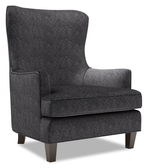 Fauteuil d’appoint à oreilles Sofa Lab personnalisable de 32 po fabriqué au Canada en tissu de chenille - gris Luxury Charcoal
