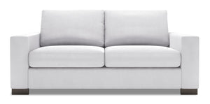 Sofa personnalisable Track de Sofa Lab de 75 po de format condo fabriqué au Canada en tissu d’apparence lin avec accoudoirs rectilignes - blanc Pax Ice