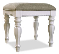 Tabouret de coiffeuse Grace de 19 po (H) en bois avec rangement - blanc antique