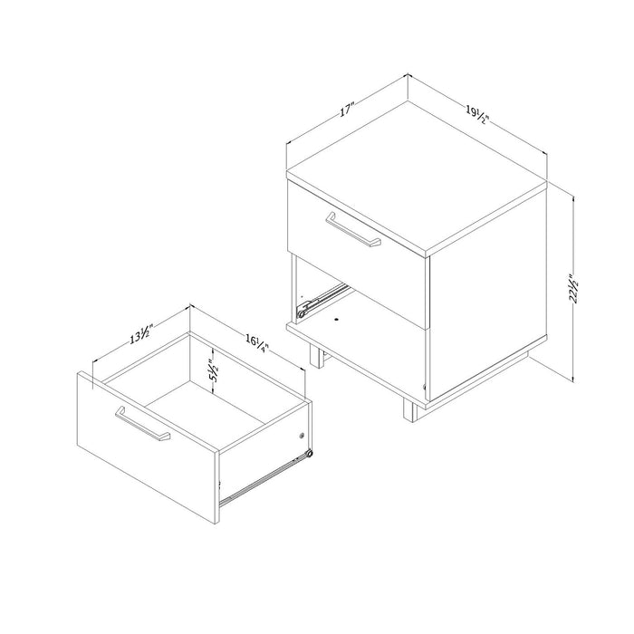 Table de nuit Everley de 19,5 po (L) x 22,5 po à 2 tiroirs avec ports USB - brune
