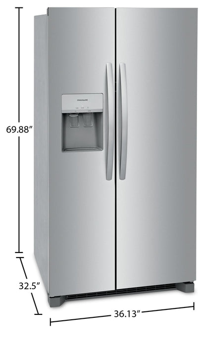 Réfrigérateur Frigidaire de 25,6 pi³ et de 36 po de profondeur standard à compartiments juxtaposés - acier inoxydable - FRSS2623AS
